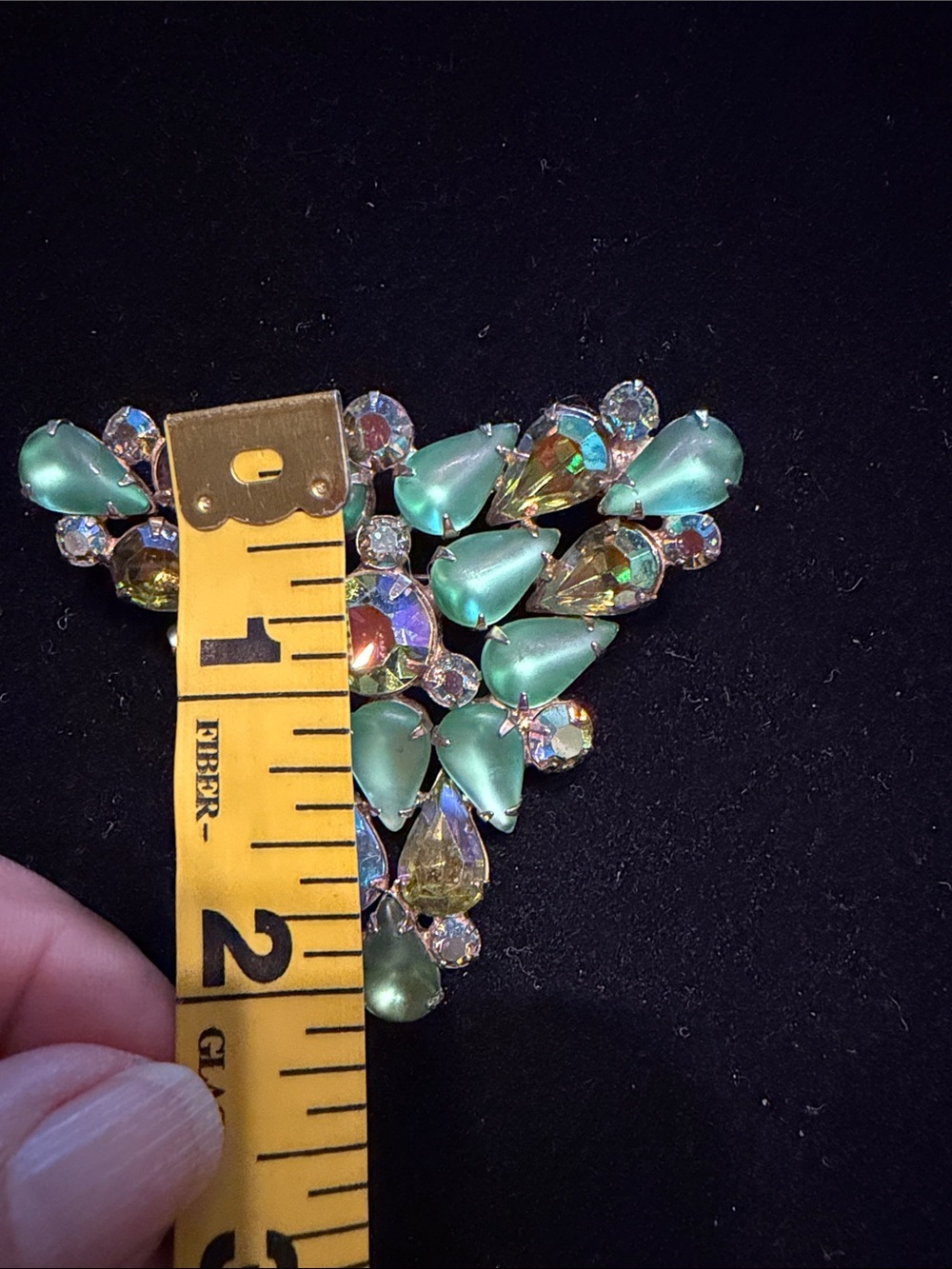 Green Teardrop and Aurora Crystal Floral Brooch - Brand: ?Juliana - Picture 10 of 10